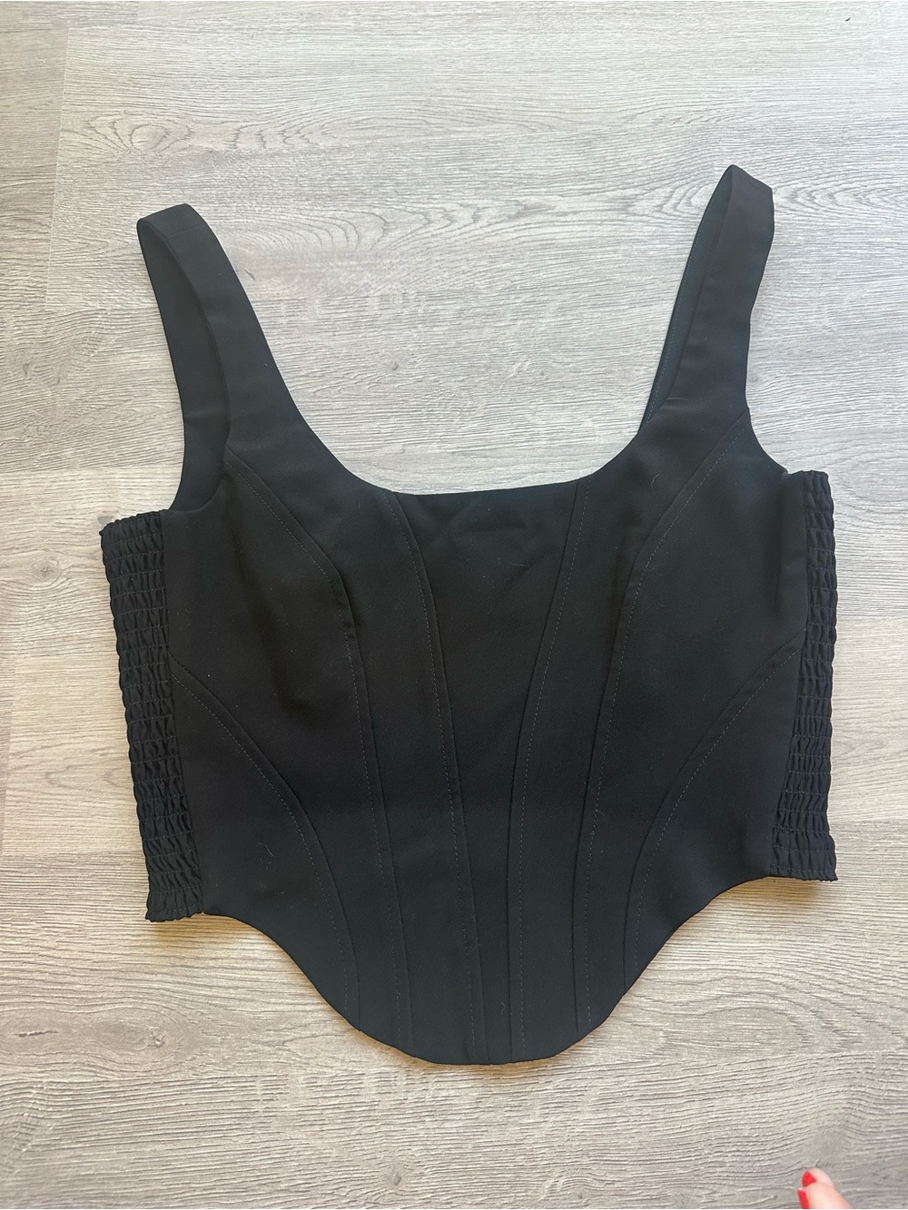 Amanda Uprichard Black Corset-Style Top with Smocking